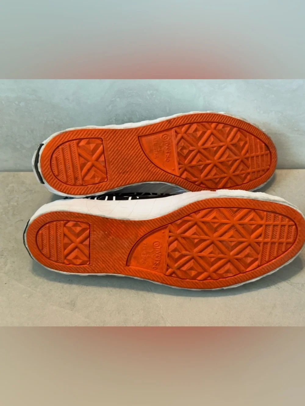 Converse Not A Chuck Black White Orange Text Graphic Canvas Size 9 Pre Owned - Picture 6 of 10